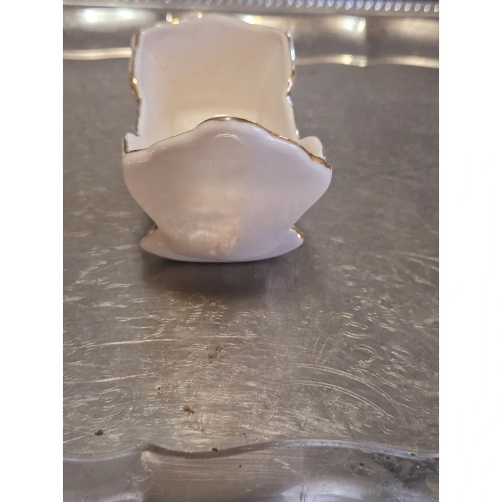 Mount Vernon floral porcelain trinket box, Shaped Like Baby Cradle